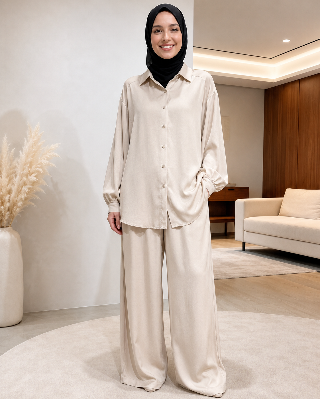 Lyocell (Tencel) Set – Oversize Bluse & Hose mit Taschen