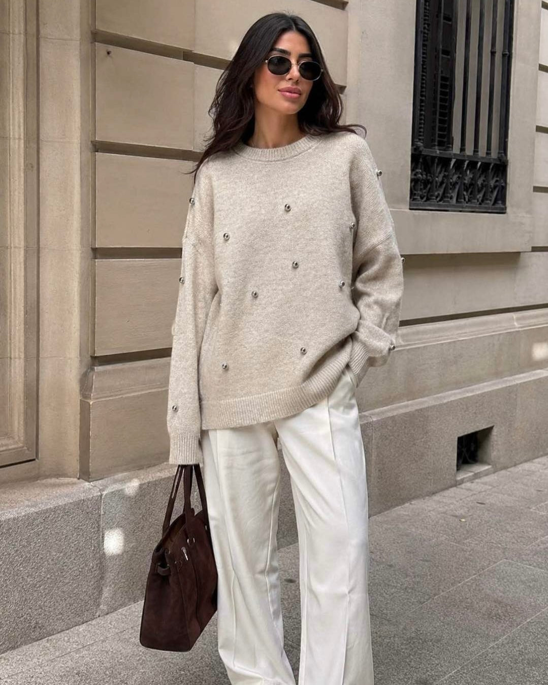 Strickpullover mit Perlen