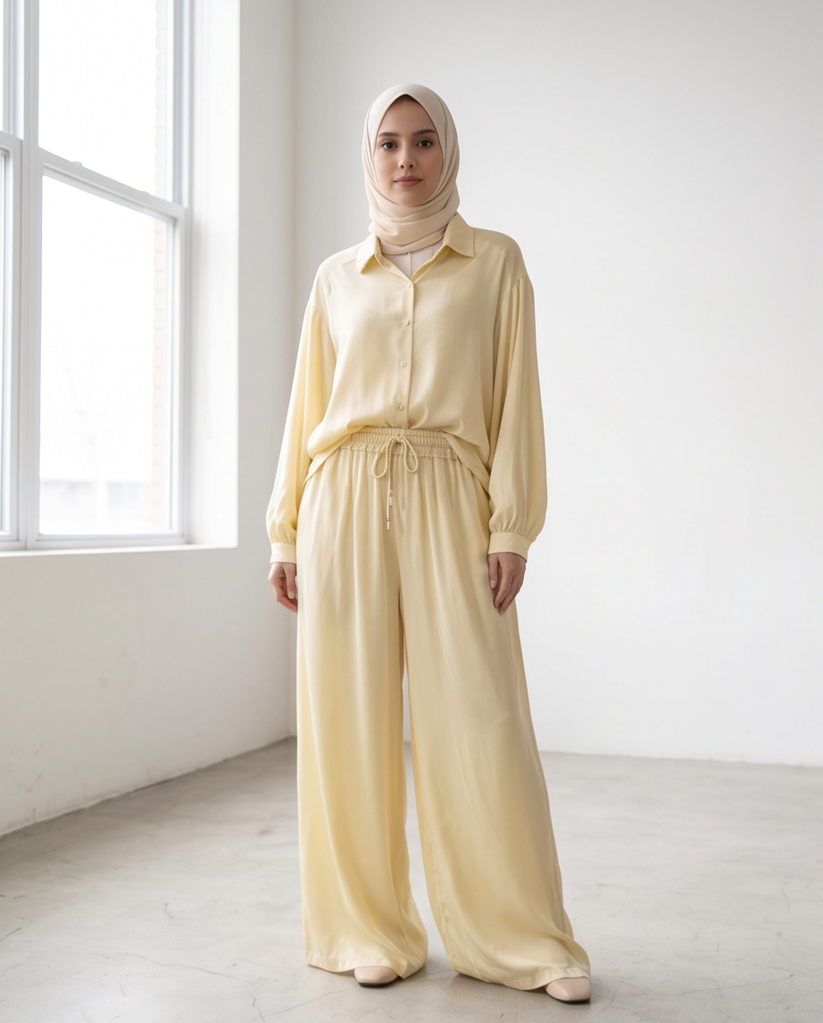 Lyocell (Tencel) Set – Oversize Bluse & Hose mit Taschen