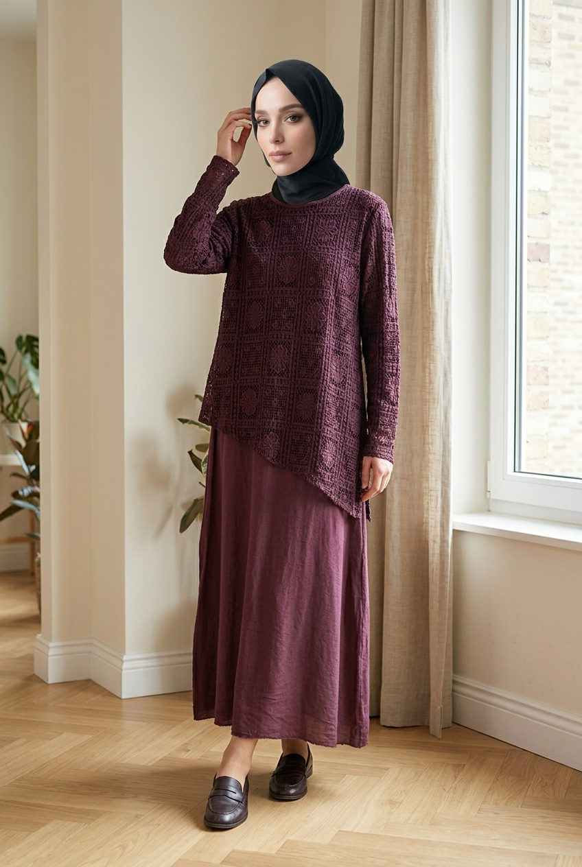 Kleid mit Spitzenoptik