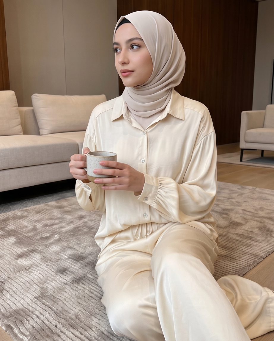 Lyocell (Tencel) Set – Oversize Bluse & Hose mit Taschen
