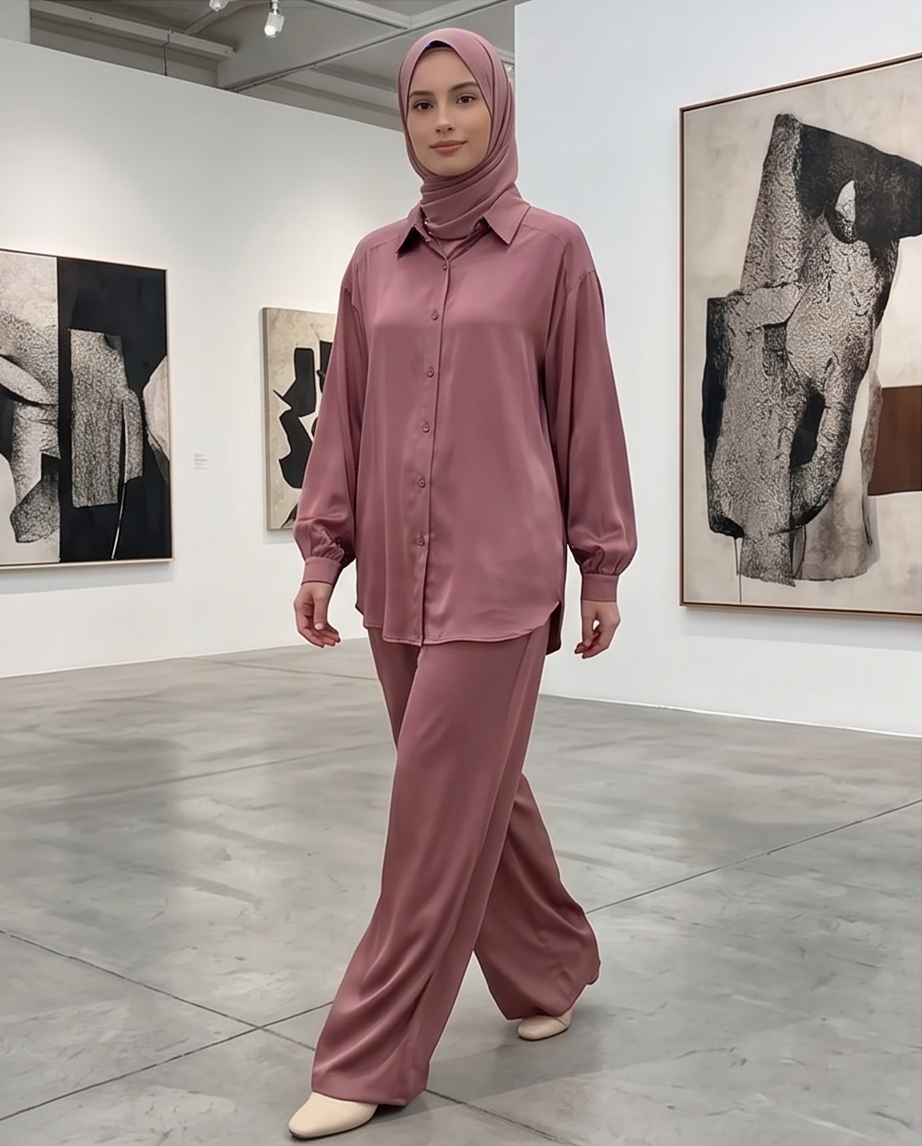 Lyocell (Tencel) Set – Oversize Bluse & Hose mit Taschen