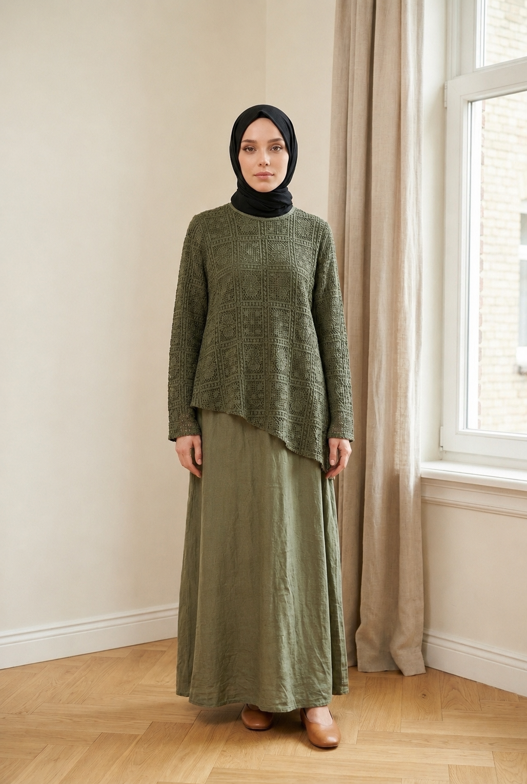 Kleid mit Spitzenoptik