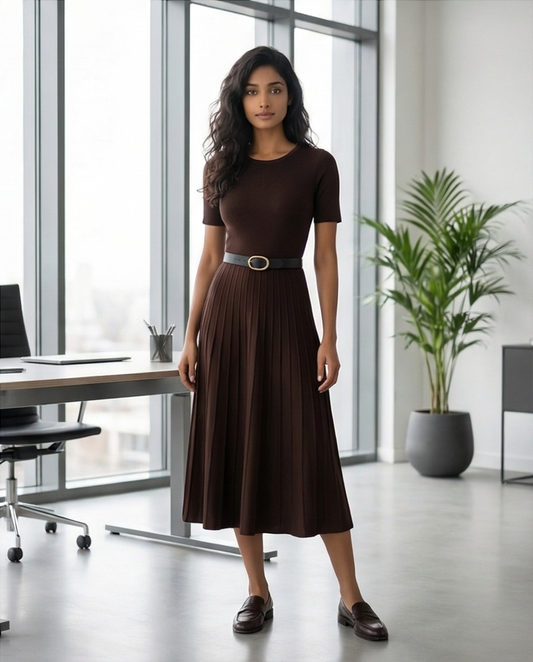 Elegantes Midikleid mit Plissee-Rock