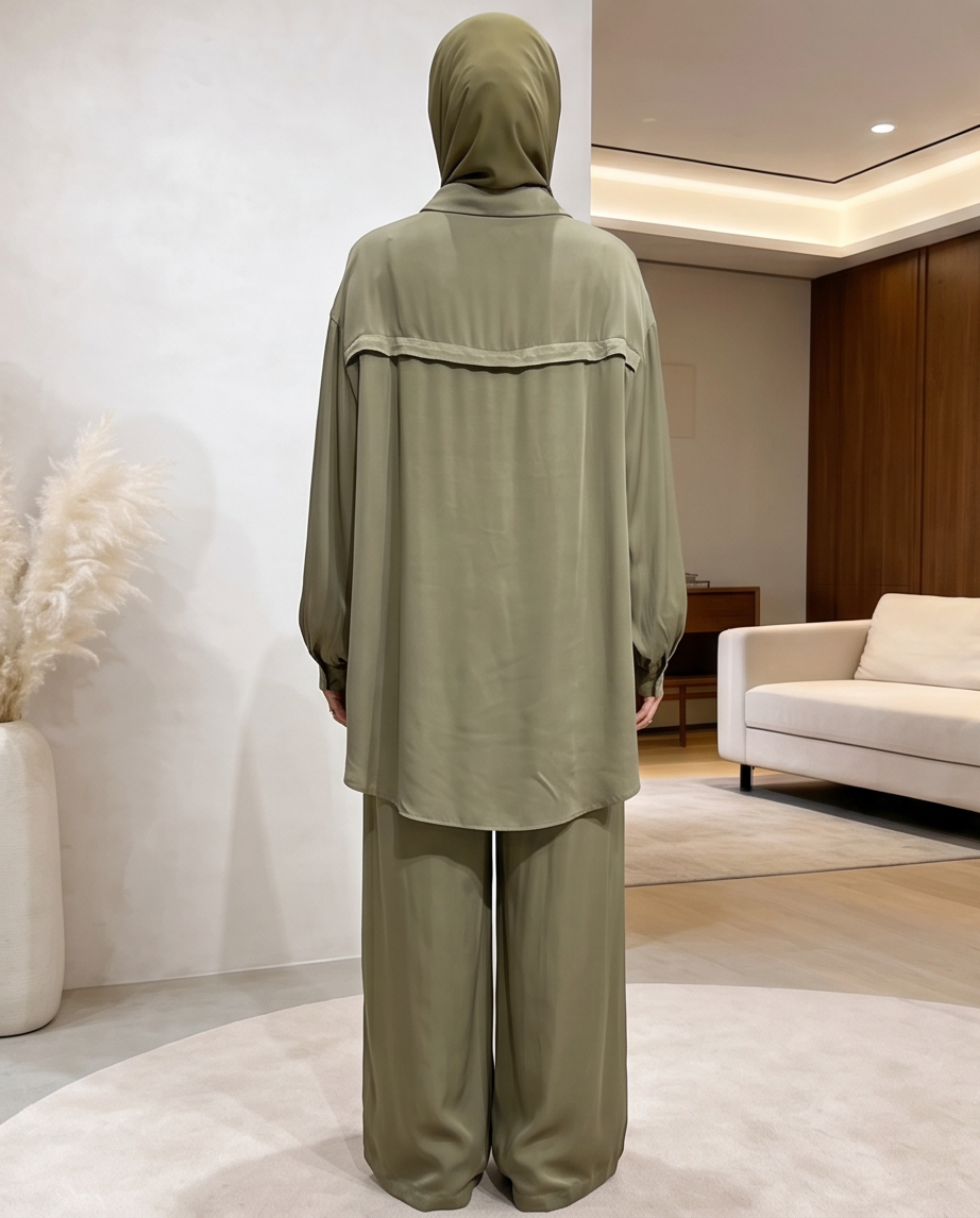Lyocell (Tencel) Set – Oversize Bluse & Hose mit Taschen