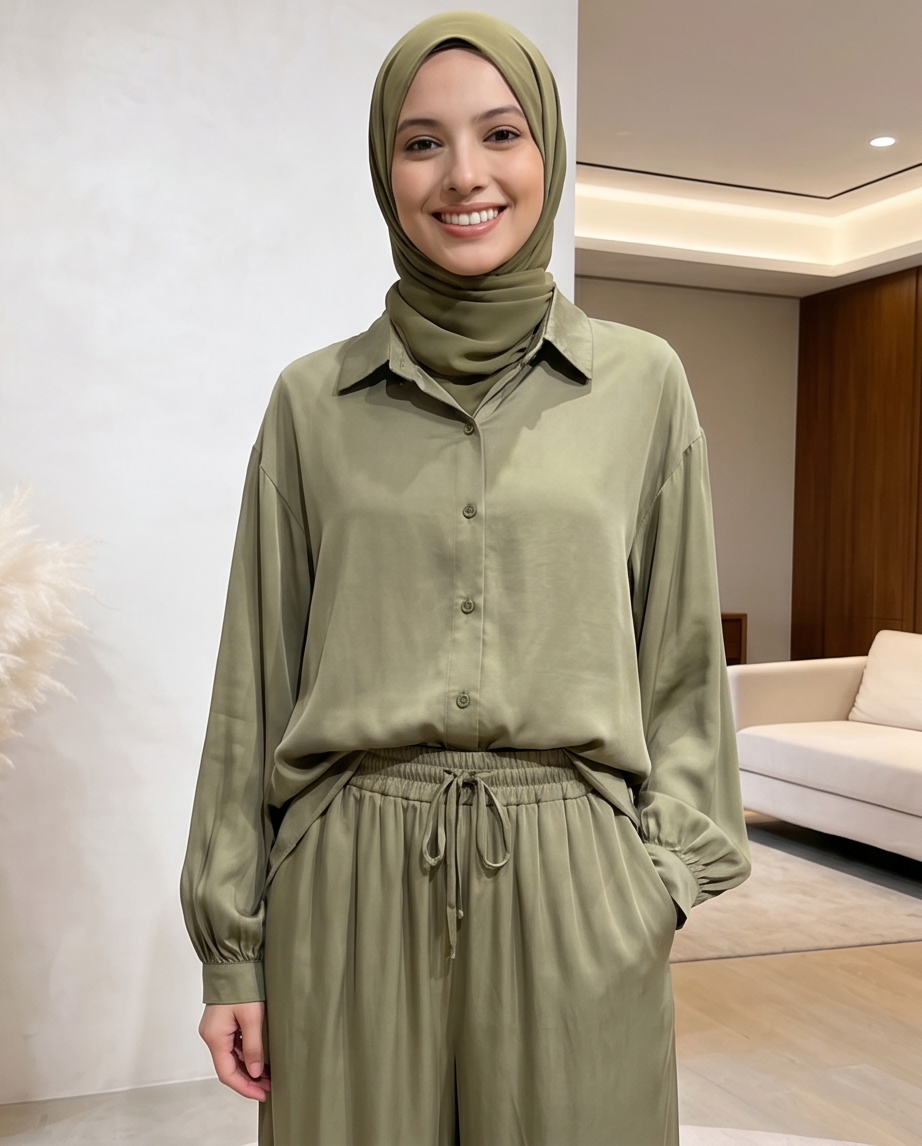 Lyocell (Tencel) Set – Oversize Bluse & Hose mit Taschen