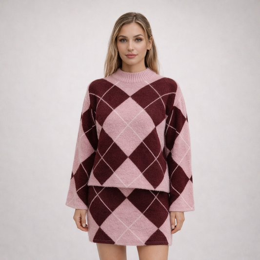 Zweiteiler mit Rautenmuster