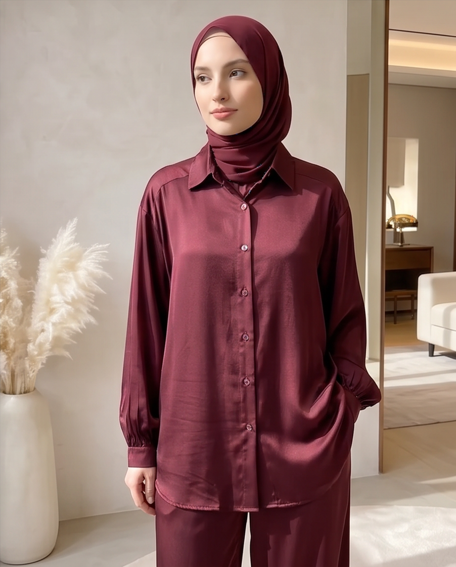 Lyocell (Tencel) Set – Oversize Bluse & Hose mit Taschen